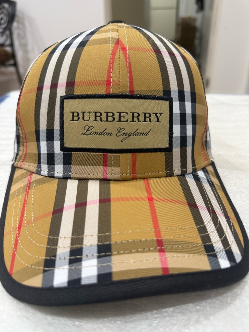 Burberry Tan Check Logo Baseball Cap